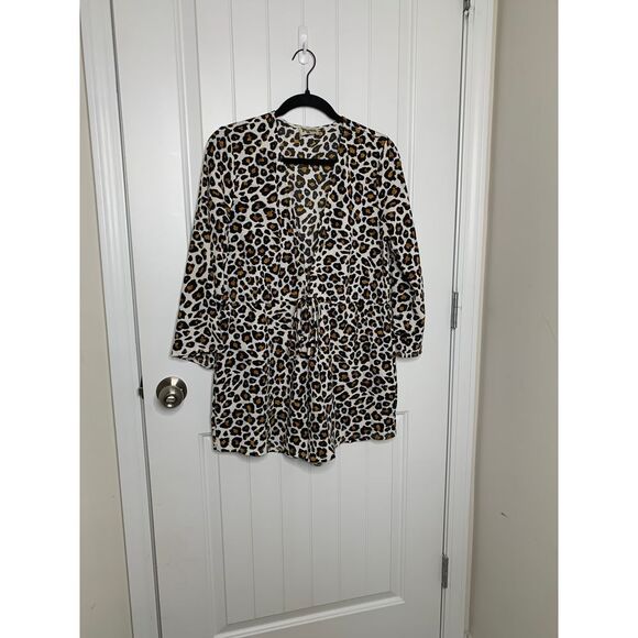 Show me your mumu Leopard animal Print Long Sleeve romper boho size Medium‎ - Picture 1 of 7